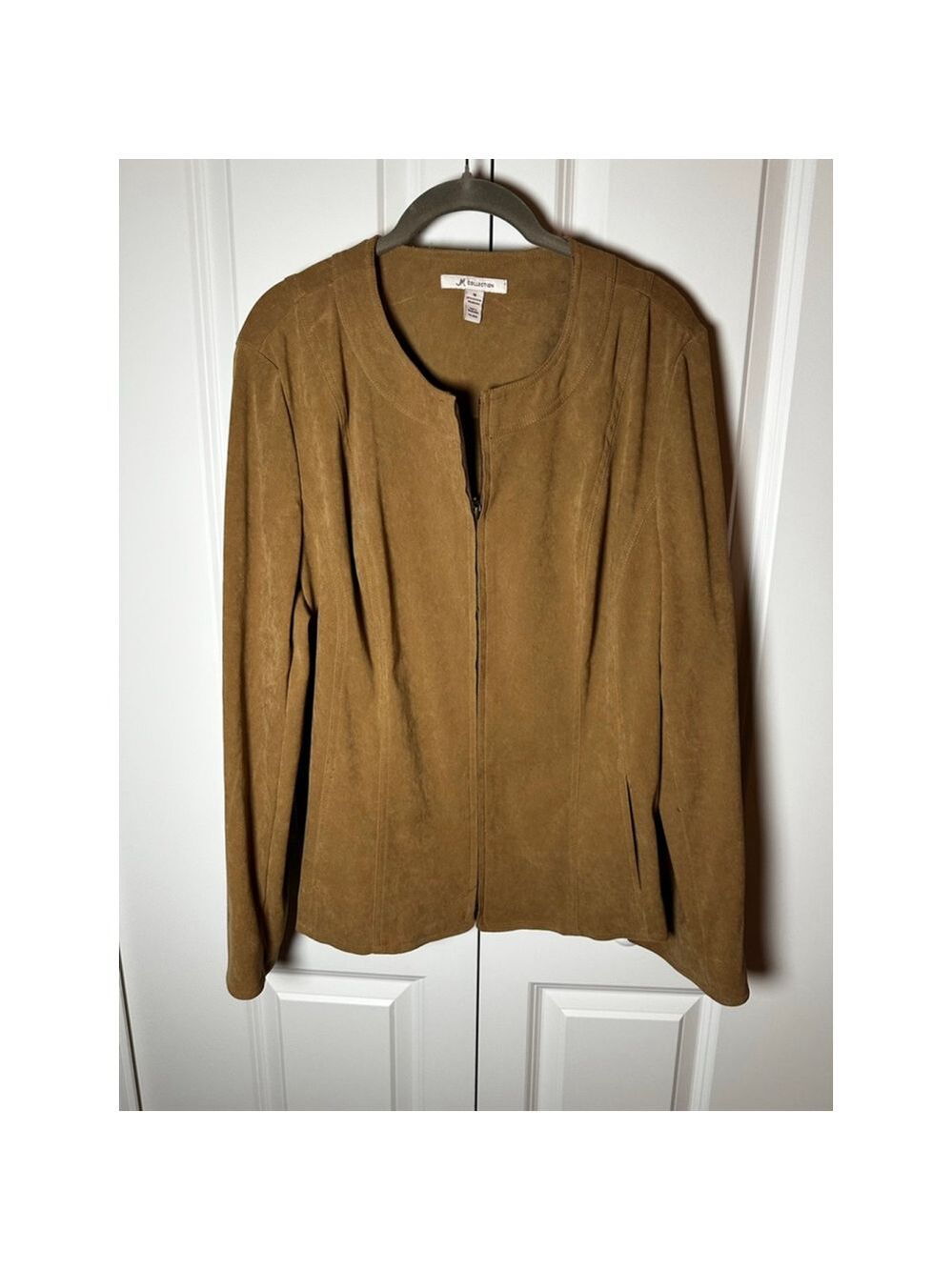 JM Collection Brown Faux Suede Blazer Jacket Plus Size 18